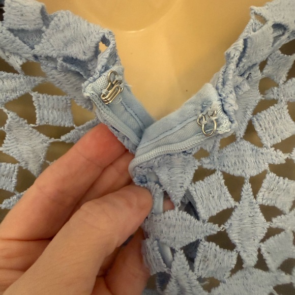 NWT AQUA Sky Blue Lace Long Sleeve Sheath Dress Size M - Picture 8 of 10